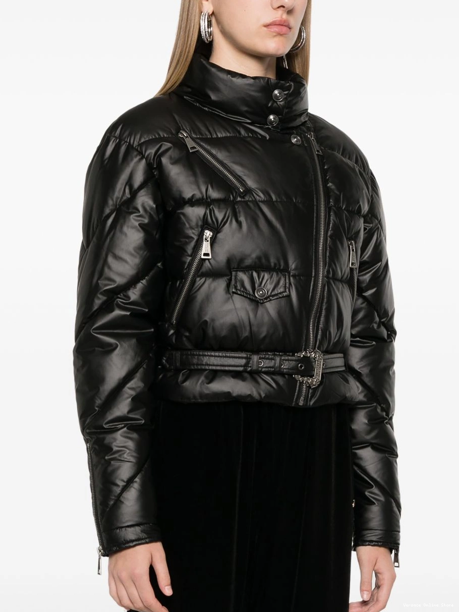 Affordable Couture Versace Baroque jacket buckle Jeans puffer Women 0709